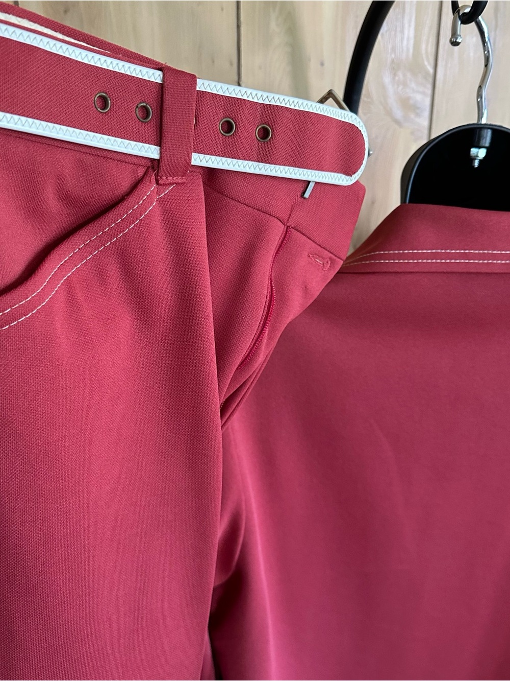 Ridiculously Awesome Vintage Red Two-Piece Shirt and Pants Set with White Trim - Picture 15 of 17